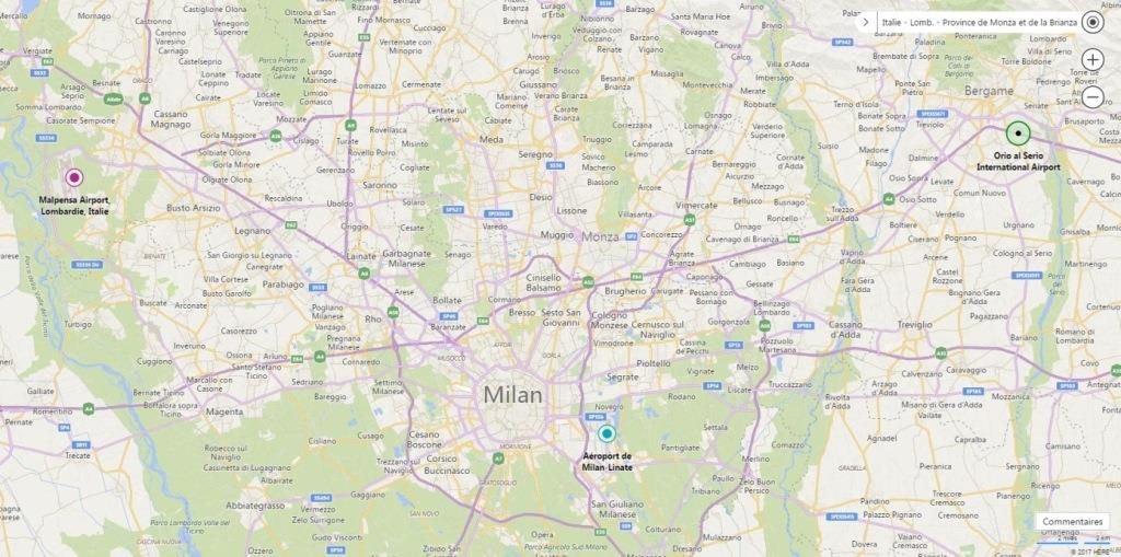 Map aéroport Milan