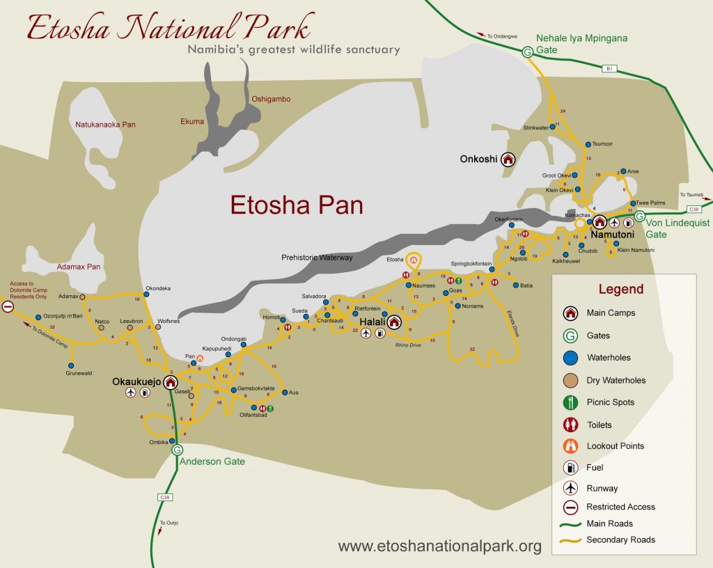 Carte pan d'Etosha